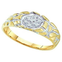 10KT Žuta zlatna mens okrugli dijamantski klaster Nugget Band prsten CTTW