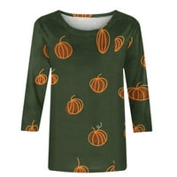 Ženska kostur Halloween Print Funny majica Dukseri Pulover vrhove rukava za kraljevstvo Pumpkin Top