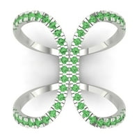 0. CT sjajan okrugli rez simulirani zeleni dijamant 14k bijeli zlatni prsten s 6 6