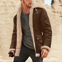 Muške jakne moda Jednostavna zimska rever ovratnik dugih rukava podstavljena koža Vintage zgušnjava