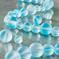 Aqua matte staklene okrugle perlice sa slijetanjem perle