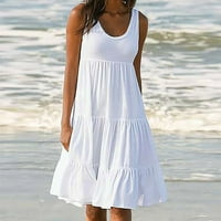 Sundress Ljetne haljine za žene rub bez rukava Linijska haljina Mini casual haljina od pune boje haljina
