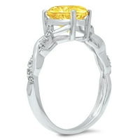 2. CT sjajan srčani rez simulirani žuti dijamant 14k bijeli zlatni pasijans sa prstenom s akcentima