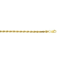 Jewelstop 10k žuto zlato Lite lanac konopa sa dijamantnim rezom teksturirane završne obrade i lobster