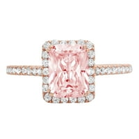 1.96ct smaragdni rez ružičasti simulirani dijamant 14k ružičasti ružičasti zlato graviranje izjava godišnjica