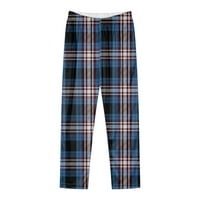 Puawkoer Womens Classic Plaid Elastic Struine bočni džepovi Pantalone Ležerne kućne hlače Žene Ležerne