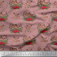 Soimoi ružičasti pamuk poplin tkanina jelena životinjski otisak šivaći tkaninu dvorište široko