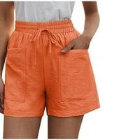 Žene ljetne kratke hlače Ležerne prilike za elastične strugove sa bočnim džepovima Snažna labava ravna