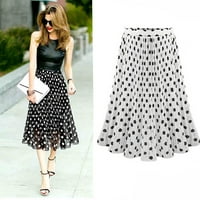 Outfmvch White Haljina Ležerne prilike Polka Dot Pleased High Squik Midi suknja Flared Sking Swing Holiday