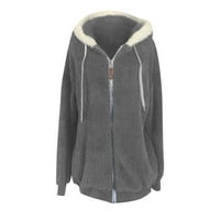 Prodaja skladišta Women Plus size Zimska topla labavi plišani jakna sa kapuljačom tamno siva S, AC10542