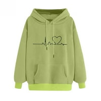 Hoodies za žene Crewneck ECG srce od tiskanih ležernih labavih pulover vrhova dugih rukava s kapuljačom