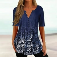 Ženska bluza za bluzu Bluza Vintage Gradient Ispis Kratki rukav Ležerni Basic Top Pulover na prodaju