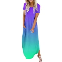 Yuwull Ljetna haljina za žene Trendy Casual Tie Dye kratki rukav Naxi haljina Ženske modne duge ljetne