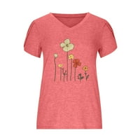 Ljetne košulje za žene cvjetni tisak vrhovi V-izrez majica za petal rukave Comfy casual bluze Redovna