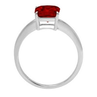 2.0ct Asscher Cred Red Natural Garnet 18k Bijelo zlato Graviranje Izjava bridalne godišnjice Angažovanje