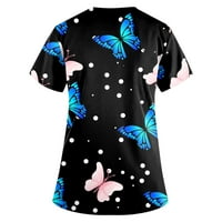 Ženski bluza Bluza Ženski plus kratki rukav Slatke grafičke grafike Košulje V-izrez Ljetni vrhovi Plavi