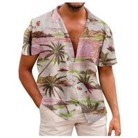 Cyzz Celler Proljeće ljeto Muški havajski povremeni pamučni pamuk Color Boja kratkih rukava Majice sa