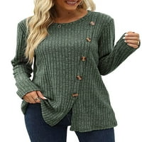 Paille ženske tipke Decor Plain Tee pletena putovanja tunika bluza posada Dnevna odjeća majica pulover
