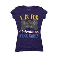 Jedan video GAMER V Nije za Valentines Dan Kids Boys School Juniors Royal Blue Graphic Tee - Dizajn