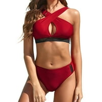 Ženski kupaći kostimi Žene Solid Color Tube Top Hollow Split Bikini Diamond Ring Beach Bikinis za žene