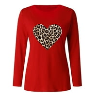 Plus veličine majica za žene Grafičke majice Žene Valentinovo Ležerne prilike Dugi rukav Leopard Ispiši