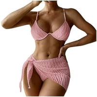 Caveitl Womens Bikins, ženski seksi visoki kontrast dojke Solid bikini set Solid kupaćim setovima vruće