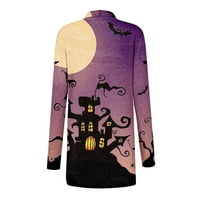 Yubatuo Halloween Cardigan za žene s dugim rukavima otvorena prednja bluza s drapea plus veličina