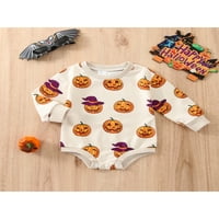 Baby Girl Boy Halloween Outfit s dugim rukavima Crewneck Dukserica Punkejn Print Prevelicirani romper