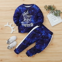 Baby Boy odjeća Baby Boy Outfits dugih rukava Pismo Ispis Tie-dye Okrugli izrez Tople Hlače Set 18-mjeseci