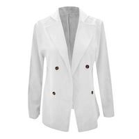 Blazers za Women Plus veličine modna ženska čvrstoća jesen i zimska dvostruka jakna dvostruka jakna za blejzeru dugih rukava kaputača