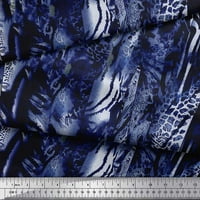 Soimoi Blue Rayon Crepe tkanina Leopard & Wild Animal Kože štampana zanatska tkanina od dvorišta široka