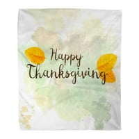 Bacajte pokrivač toplo ugodno ispis Flannel Sažetak Sretan Dan Piscoving Jesen lišće na akvaretnom značku
