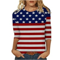 Rukav Ženski vrhovi Dressy casual 4. srpnja Sjedinjene Američke Države Flag Trendy majice Majice Okrugli