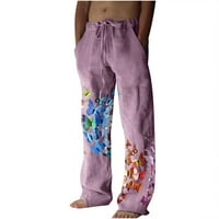 Muške hlače Ljetne ležerne pamučne pantalone za pamučne pamučne labave fit tiskane lagane elastične