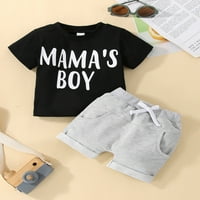 Xkwyshop Dečice Toddler Baby Boys Ljetna odjeća Outfits Pismo Ispis majica kratkih rukava Tips visokih