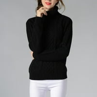 Ženski dugi rukav TURTLENECK pulover TURTLENECK Čvrsta boja džemper dugih rukava kabel cvjetni džemper