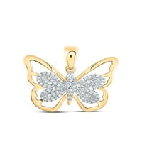 Diamond Queen 10KT Žuto zlato Žene Okrugli dijamantni leptir Privjesak CTTW