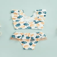 Liacowi Kids Girls Bikini set, pruga jagoda ananas točka ribljičke skale životinjski flamingo flamingo