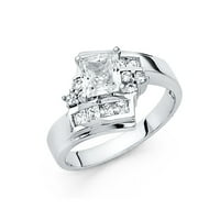 Jewels LU 14K Bijelo zlato Princess Cut Square Cubic COBONIJE CZ ZAHVATENJE Prstena veličine 5.5