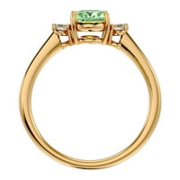 Superjeweler 1. Carat ovalni oblik zeleni ametist i dva dijamantna prstena u karatu žuto zlato za žene
