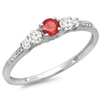 DazzlingRock kolekcija 14k okrugli rez Ruby & White Diamond ženski montirani zaručni prsten, bijelo