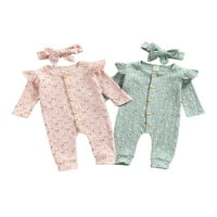 Musuos Newborn Baby Girls s dugim rukavima cvjetni rub JUMPER JUMEN tipka za jesen bodysuit + trake