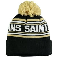 TODDLER Black New Orleans Saints Jacquard manferencija pleteni kapu s pom - OSFA