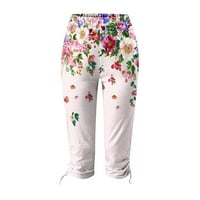 Mrat Womens Štampanje elastične labave hlače hlače Hlače Yoga Capris Sportski trčanje uskrivene hlače