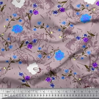 Soimoi Purple Crepe svilena tkanina od lišća i cvjetna umjetnička ispis tkanina od dvorišta široka