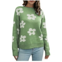 Buigttklop Nema granica džemperi za žene čišćenje Ženska labava cvijeće okrugli džemper Zimska bluza