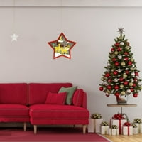 Clearsance Božićni ukrasi Božićni ukrasi drveni blistavi privjesak za ukrašavanje zvijezda sa pet ukrasa
