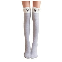Baccoc Pribor Fuzzy preko koljena crtane stijenke visoke čarape zimske čarape Čarape Ženske tople visoke