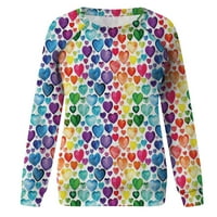 Žene duge rukave Ležerne majice Valentinovo Ispis Dukserija okrugle vrat Crewneck Pulover Tunic Tops