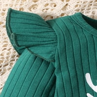 Suanret novorođenče za djecu Božićne odjeće dugi rukav rukav + crtani ispis hlače za glavu za glavu zelena 0- mjeseci